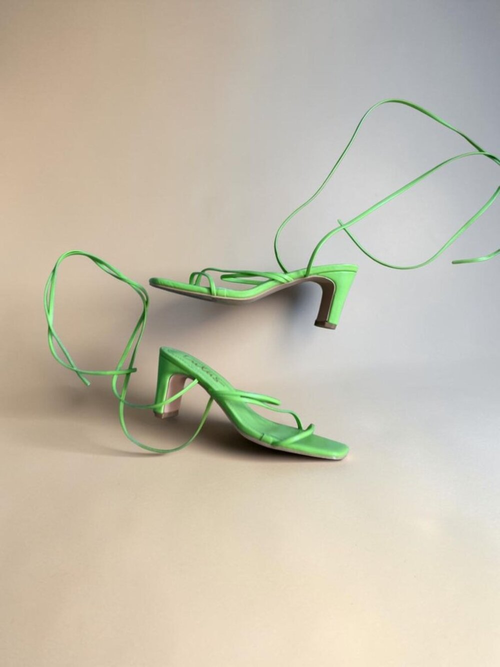 LULUS Lime Green Laceup Sandals Heels Size 6
